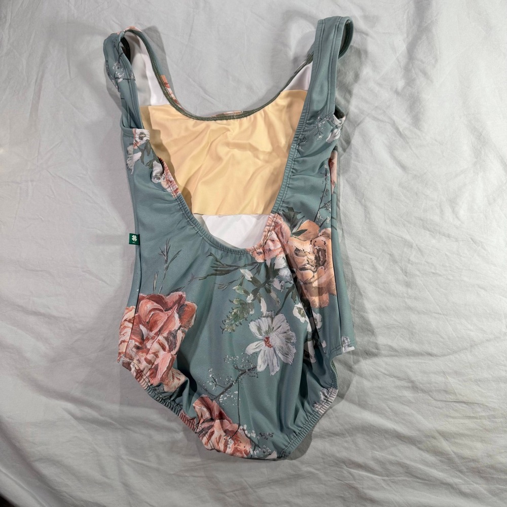 Luckyleo Dancewear Blue Antoinette Crescent Floral Leotard Scoop Neck XS‎ - Picture 2 of 8